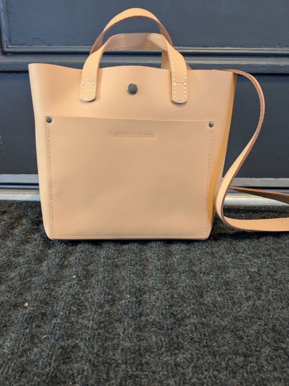 Portland Leather Goods Mini Crossbody Tote, NWT, Summery Peach